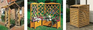 Gartendeko Rank-Sparliere wie Rankkasten Pergloa Rosenboden und Spalier-Zaun M�lltonnenverkleidung