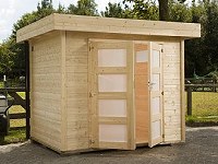 Gartenhaus Flachdach, Flachdachhaus, 5-Eck Gartenhaus und Pfosten-Gartenhaus
