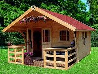 Gartenhaus aus Holz Blockbohlenhaus und Garten Wochenend Haus